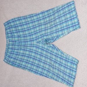 BGC Plaid Capri Blue Pants Size 22W Multicolor 97% Cotton